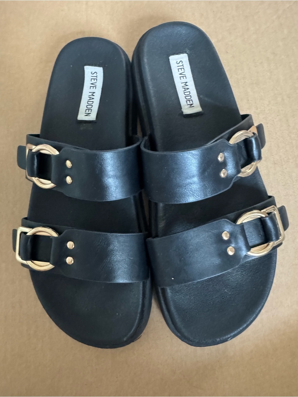 Steve Madden sandals with gold buckle size 9